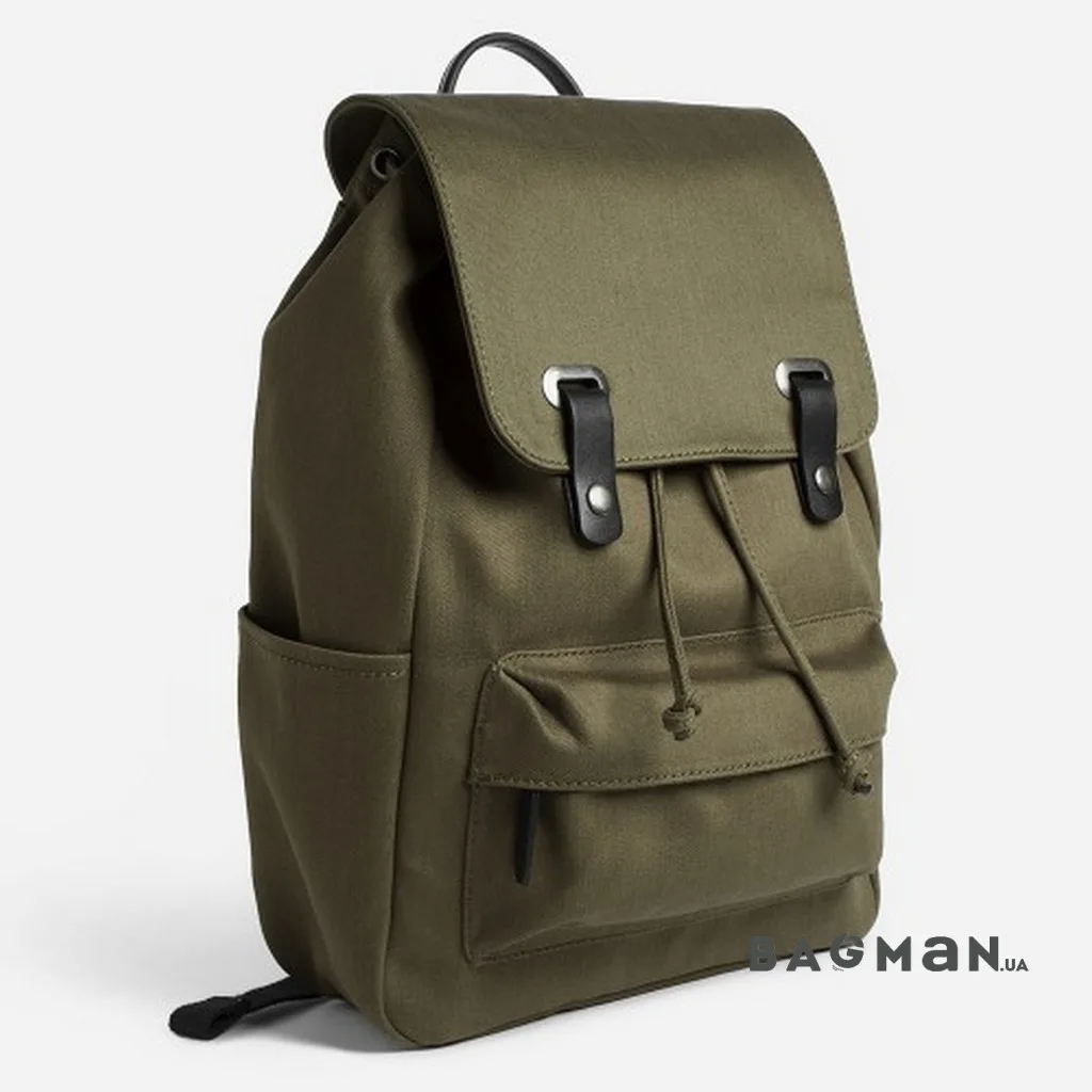 Everlane20The20Twill20Snap20Backpack20Olive2020Black20Leather.jpg Everlane - The Twill Snap Backpack Olive + Black Leather - Зображення 1